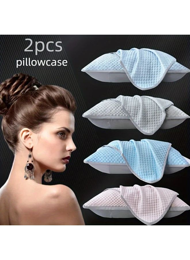 Queen Size Pillowcases 2 Piece Set Light Blue Soft Breathable Bedding Machine Washable - Image 1